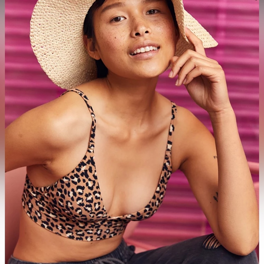 Like New aerie leopard longline triangle bikini top